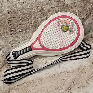 NWT BETSEY JOHNSON XO VOLLEY CROSSBODY PURSE W/ TENNIS BALL KEYCHAIN + PATCHES